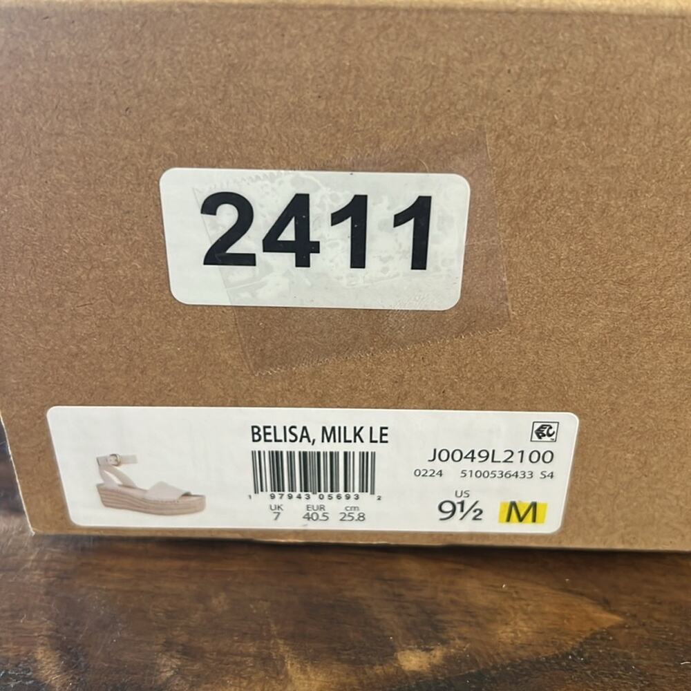 Vince Belisa Leather Wedge Espadrille Platform  Sandal In Milk NEW Size 9.5 - Picture 10 of 11